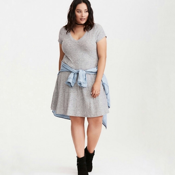 Torrid Hacci knit trapeze swing dress heather grey - Picture 1 of 10